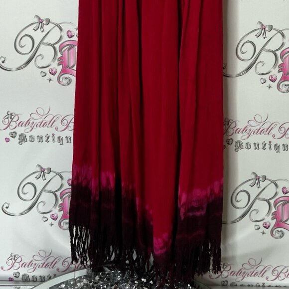 Dress beach coverup tie dye one size fits all Red and Black Ombre Fringe bow - Picture 5 of 5